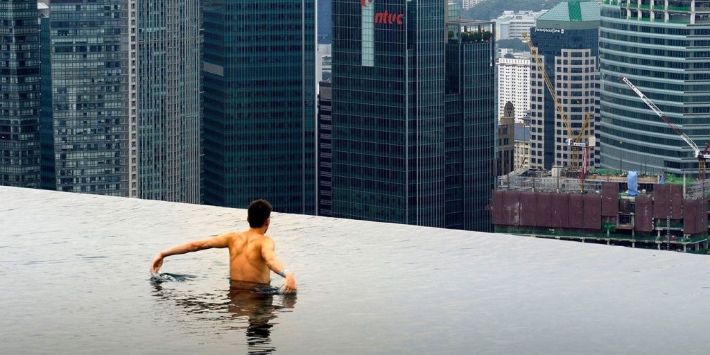 marina bay sands stainless steel pool