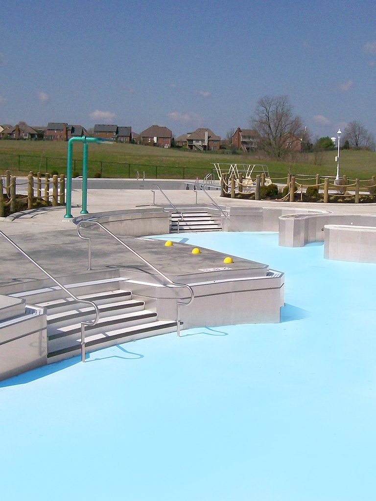 commercial stainless steel pool renovation with PVC pool floor