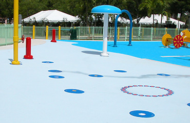 PVC pool surface for splash pad