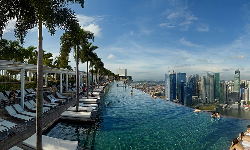 stainless steel infinity pool - Marina Bay Sands, Singapore