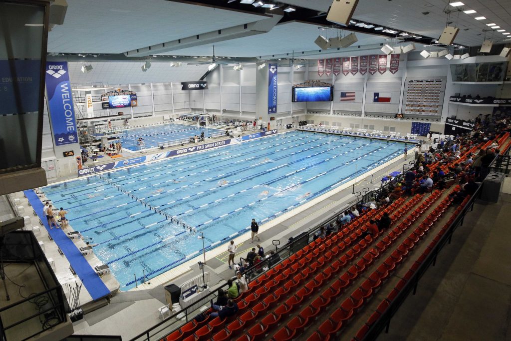 Jan 16, 2016; Austin, TX, USA; A general view of the pool ahead of the the 2016 Arena Pro Swim Series at Lee & Joe Jamail Texas Swimming Center. Mandatory Credit: Soobum Im-USA TODAY Sports