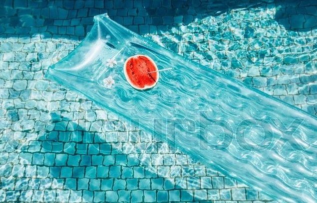 watermelon floating in pool