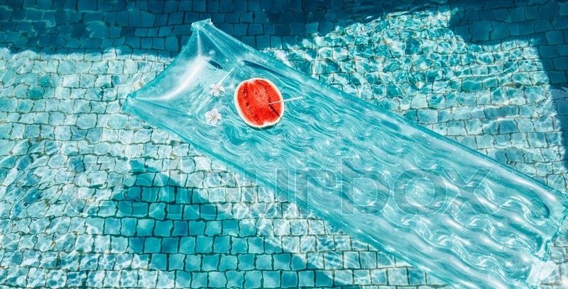 watermelon floating in pool