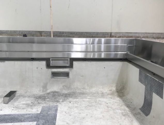 stainless steel pool gutter install